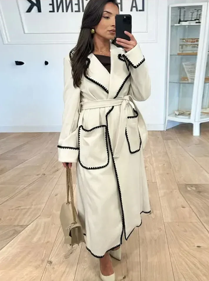 Damen Trenchcoat mit Taillengürtel und Seitentaschen Valmessa