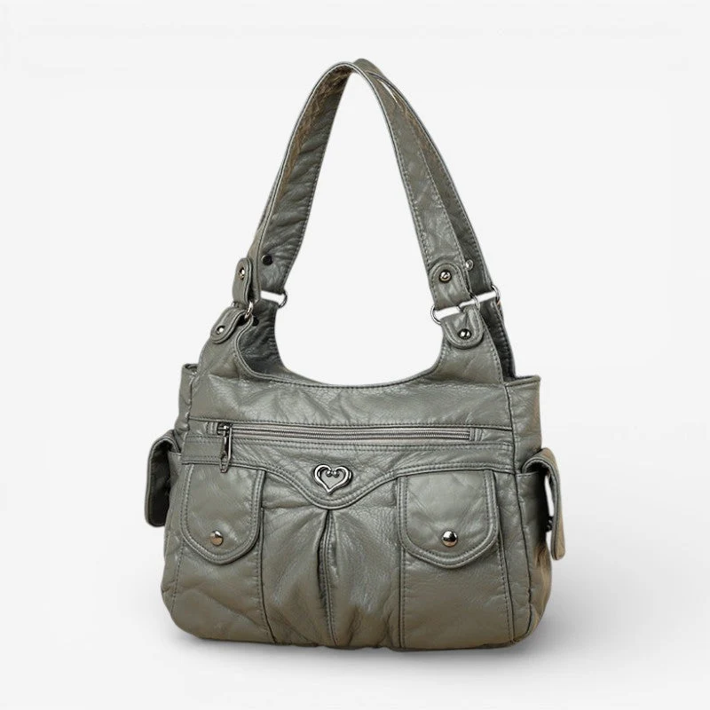 Renvara Schultertasche mit Reißverschluss und mehreren Fächern
