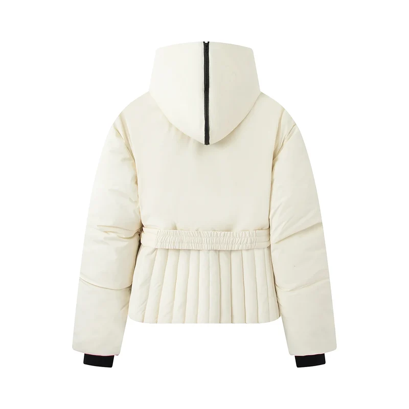 Damen Winterjacke mit Kapuze, Gürtel und wattierter Füllung – Virelta