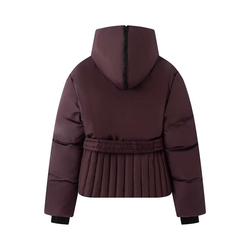 Damen Winterjacke mit Kapuze, Gürtel und wattierter Füllung – Virelta