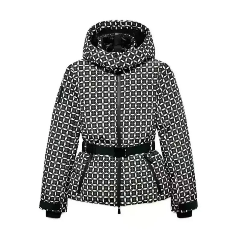 Damen Winterjacke mit Kapuze, Gürtel und wattierter Füllung – Cirella