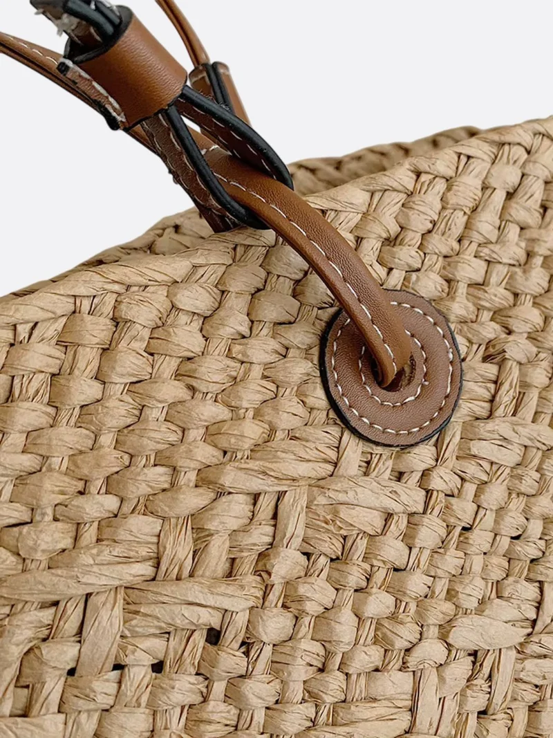 Damen Strohtasche mit Lederdetails und großem Fassungsvermögen – Solmira