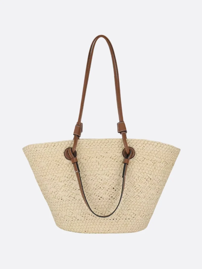 Damen Strohtasche mit Lederdetails und großem Fassungsvermögen – Solmira