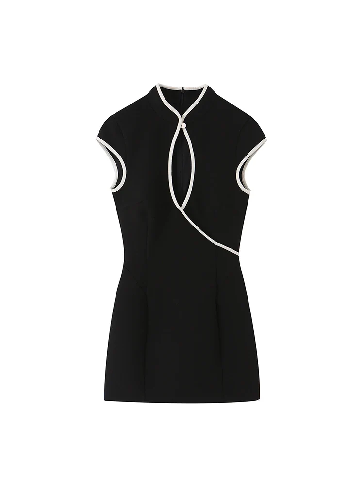 Élodine Damen Minikleid mit Kontrastdetails und Cut-out Design