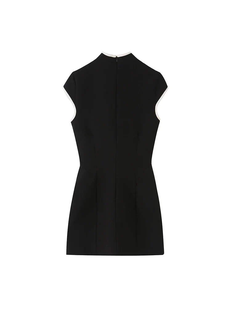 Élodine Damen Minikleid mit Kontrastdetails und Cut-out Design