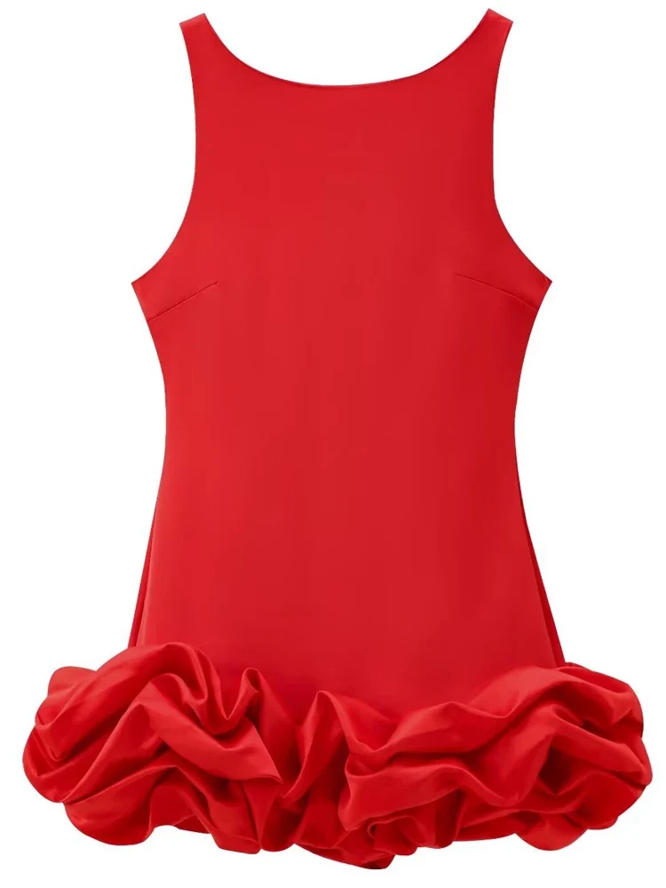Serelia Damen Minikleid mit Volants und Offenem Rücken