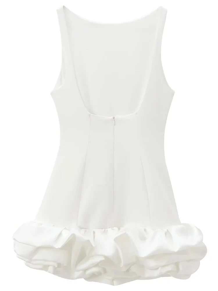 Serelia Damen Minikleid mit Volants und Offenem Rücken