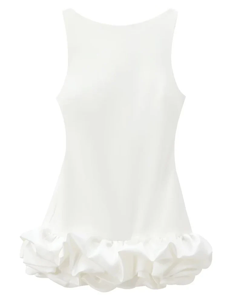 Serelia Damen Minikleid mit Volants und Offenem Rücken