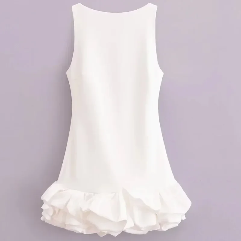 Serelia Damen Minikleid mit Volants und Offenem Rücken