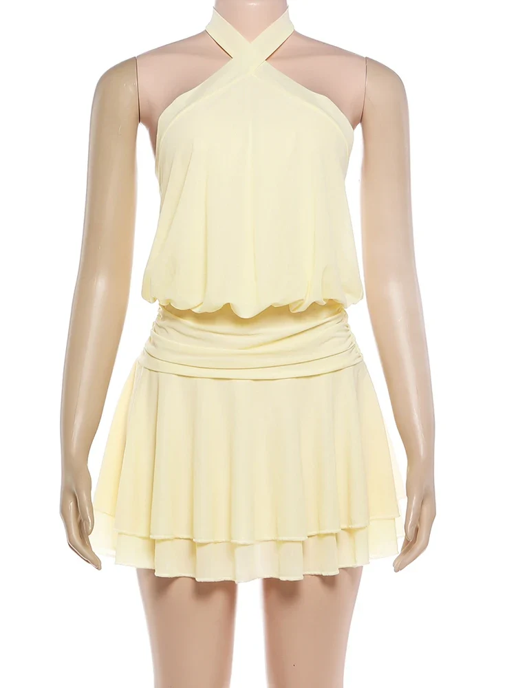 Aurélia Damen Minikleid mit Halterneck und Raffdetails