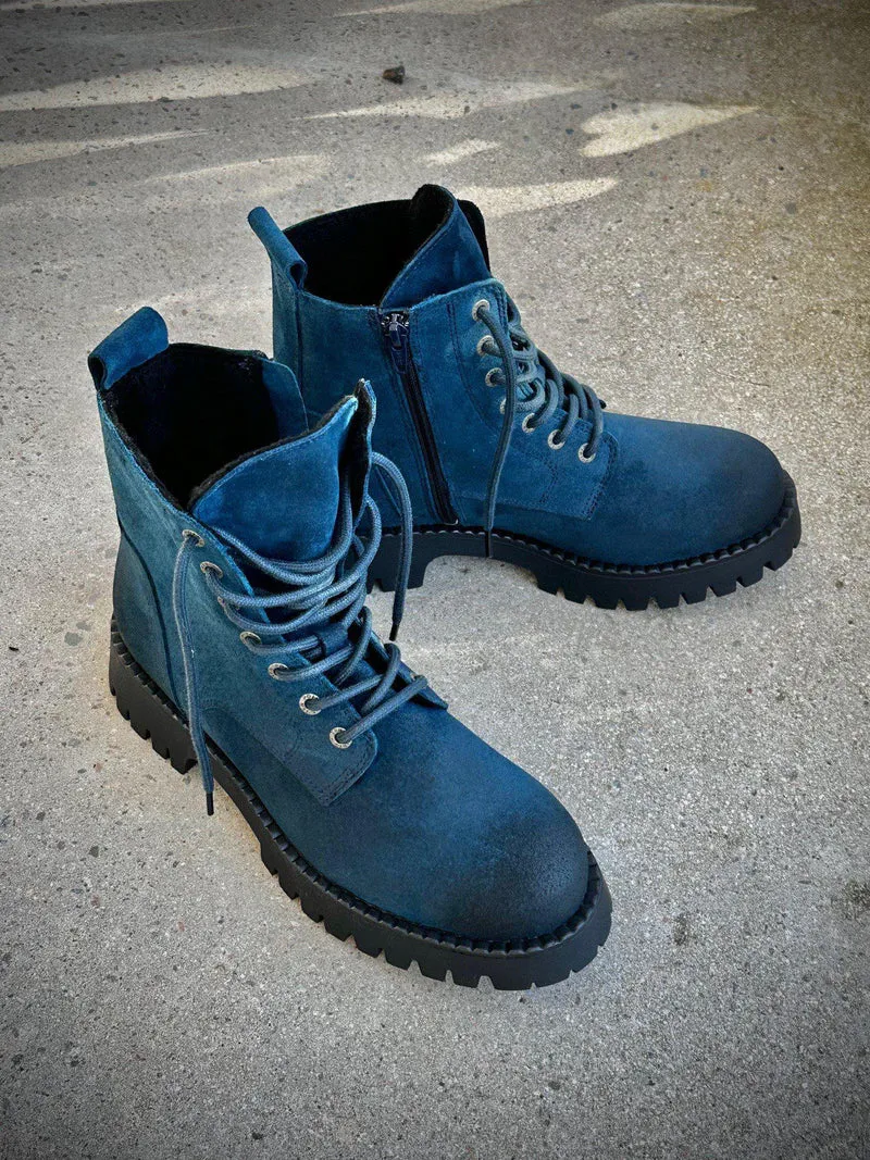 Penny Laced boots — Dark blue