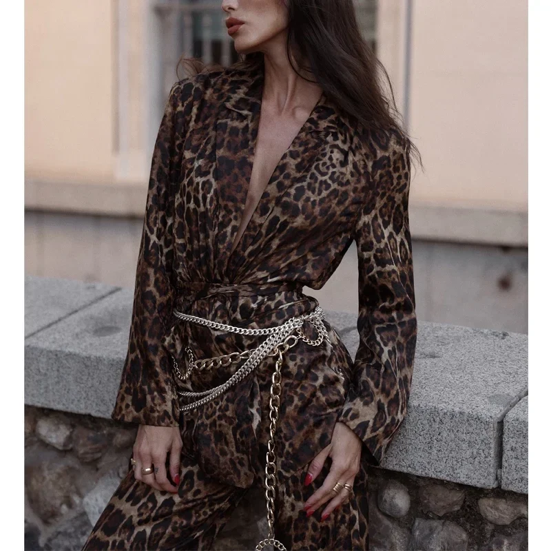 Damen Hosenanzug mit Leopardenmuster und Blazer Savélia