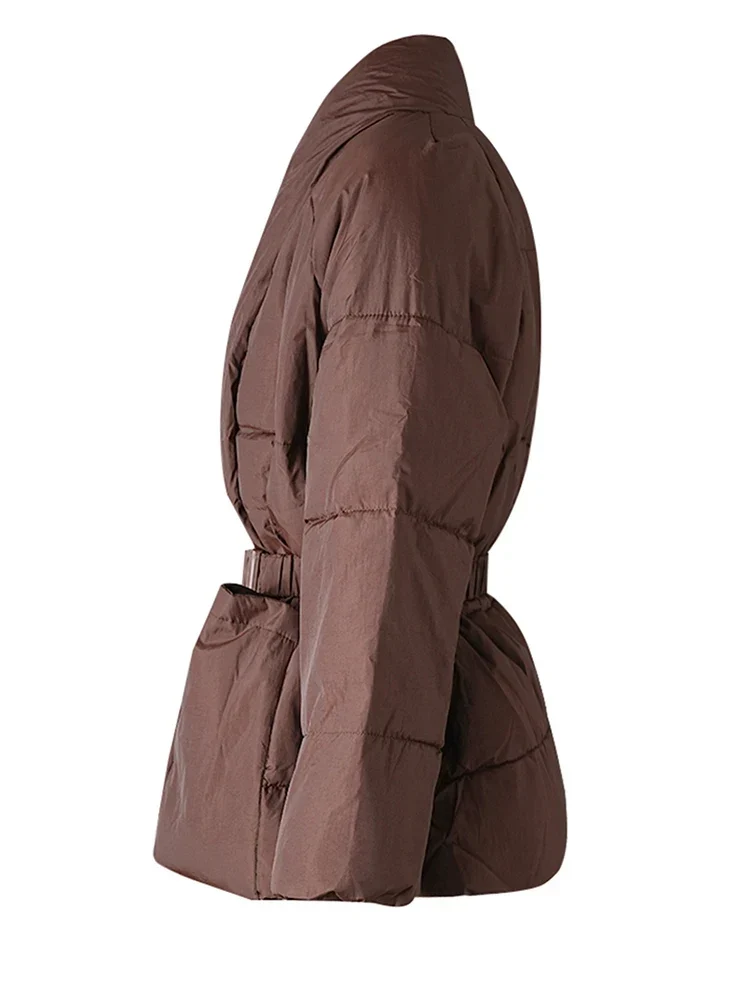Damen Winterjacke mit Taillengürtel und Taschen Velmaria