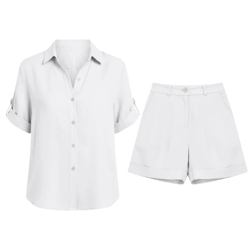 Marivelle Damen Zweiteiler mit Bluse und Shorts aus Baumwollmischung