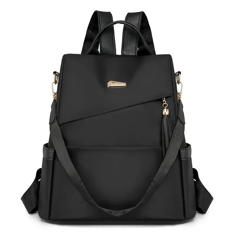 Tasselora Damen Anti-Diebstahl Rucksack aus Nylon mit Quasten-Detail