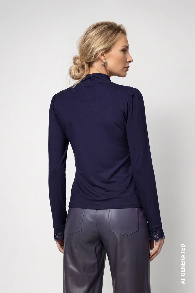Rollkragenshirt mit Spitze