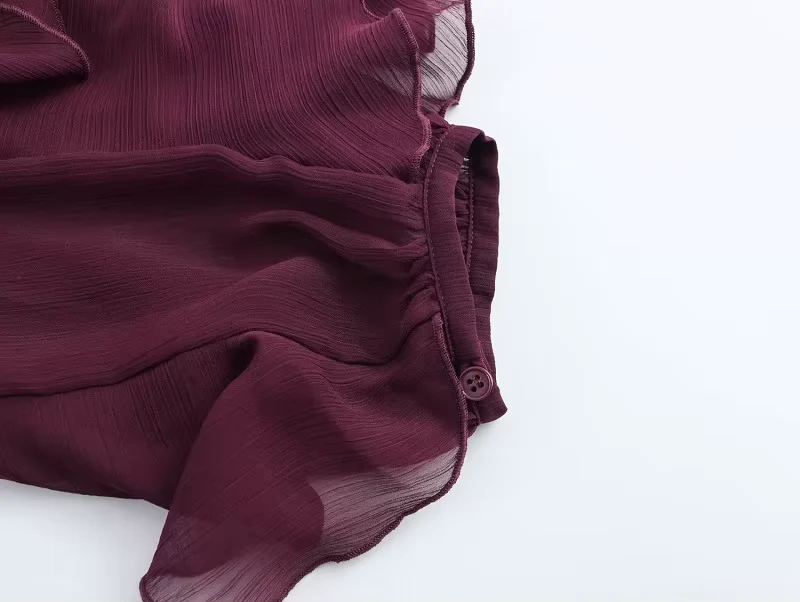 Lorevia Damen Chiffonbluse mit Volants und V-Ausschnitt