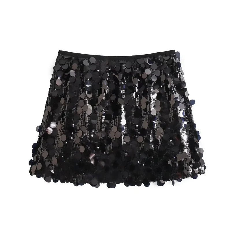 Pailletten Minirock mit hoher Taille für Damen – Luméa