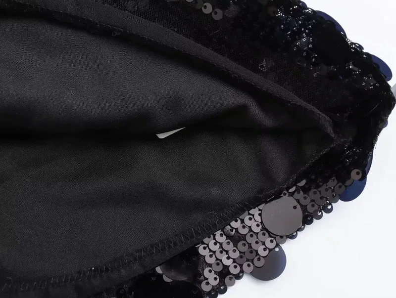 Pailletten Minirock mit hoher Taille für Damen – Luméa