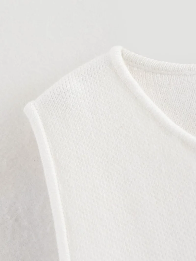 Ärmellose Damen-Strickweste mit Knopfleiste – Roselisse