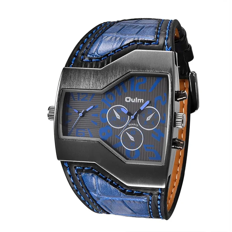 Quarz-Armbanduhr mit zwei Zeitzonen und PU-Armband