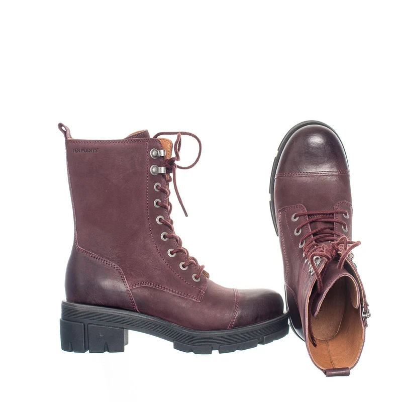 Cecilia Laced boots — Wine
