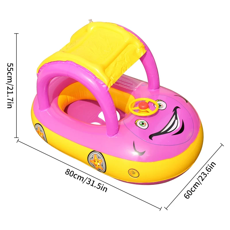 Carmello Aufblasbarer Kinder Schwimmring mit Auto-Design und Sonnendach