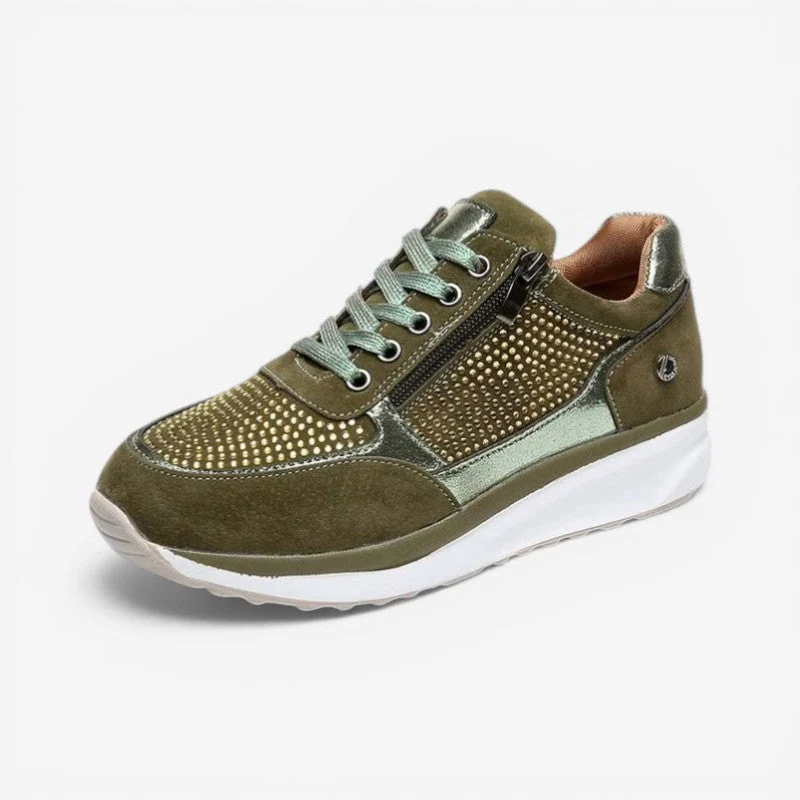 Veloria Damen Sneaker mit Seitlichem Reißverschluss und Rutschhemmender Sohle