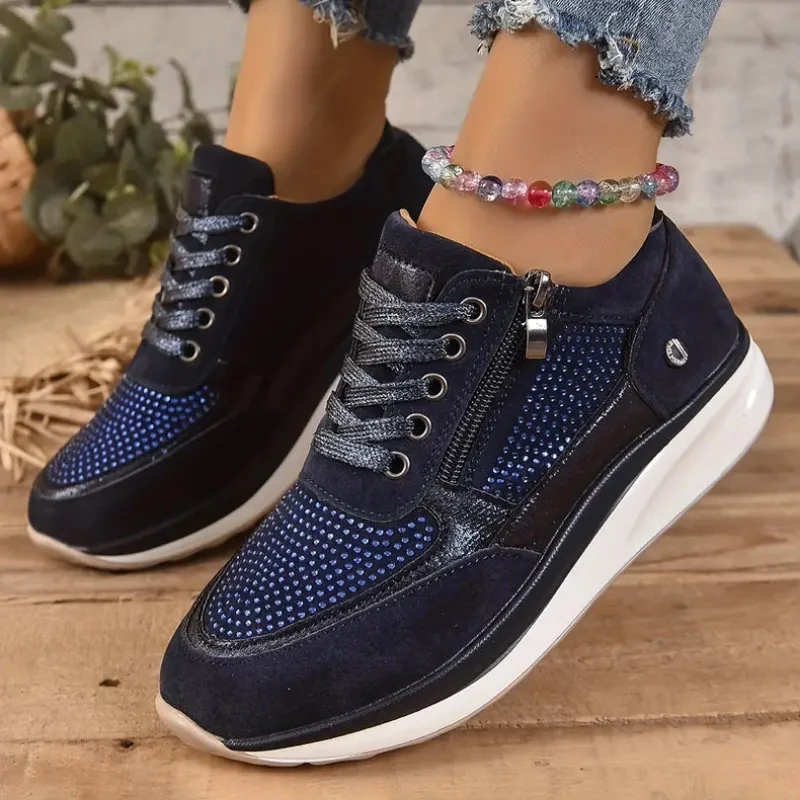 Veloria Damen Sneaker mit Seitlichem Reißverschluss und Rutschhemmender Sohle