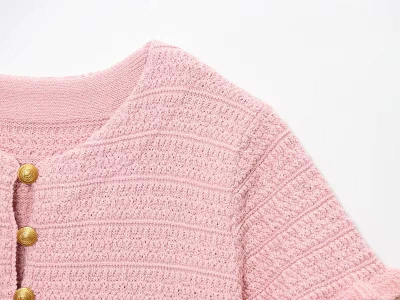 Kurzarm Strickcardigan mit Knopfleiste für Damen – LioraBelle