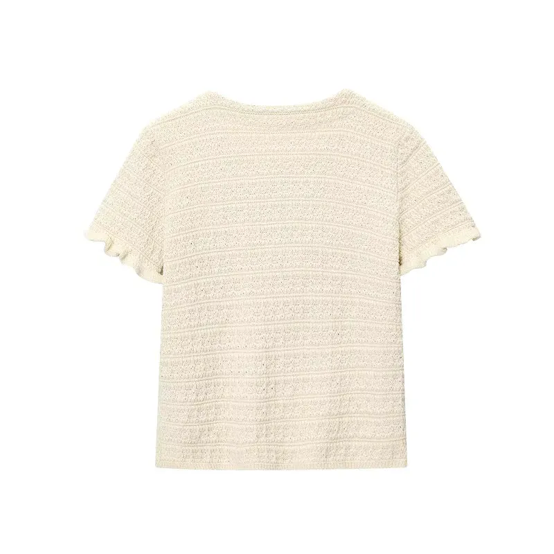 Kurzarm Strickcardigan mit Knopfleiste für Damen – LioraBelle