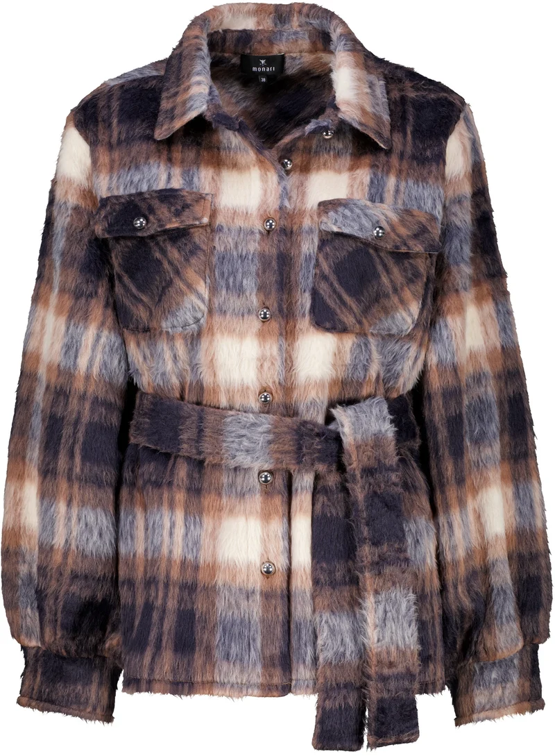 Karo Hemdjacke mit Bindegürtel