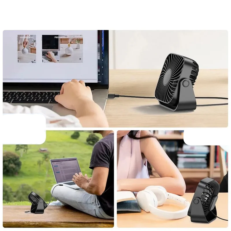 USB Tischventilator mit 3 Geschwindigkeitsstufen und 360° Verstellung – AeroDesk