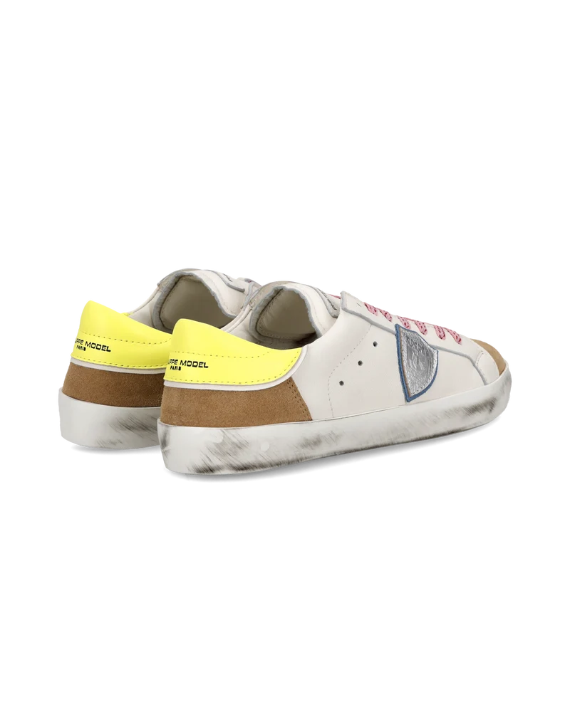 Sneaker Prsx Junior, White Cognac Neon Yellow
