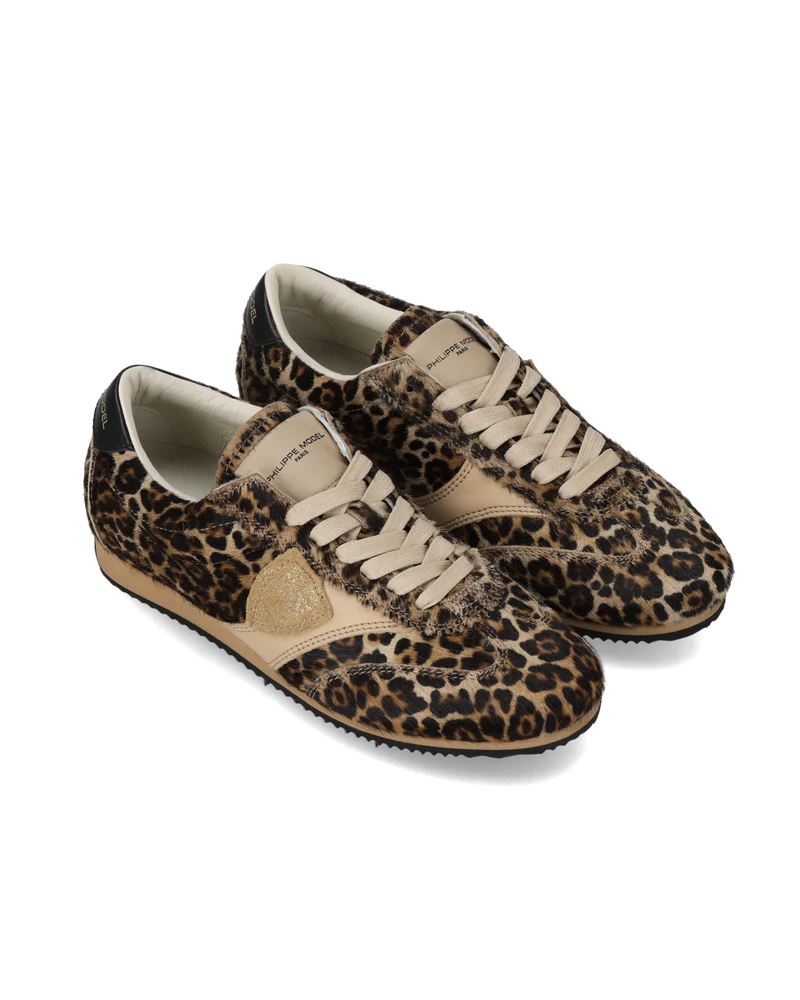 Sneakers Planche Women, Black Beige Animal-Print