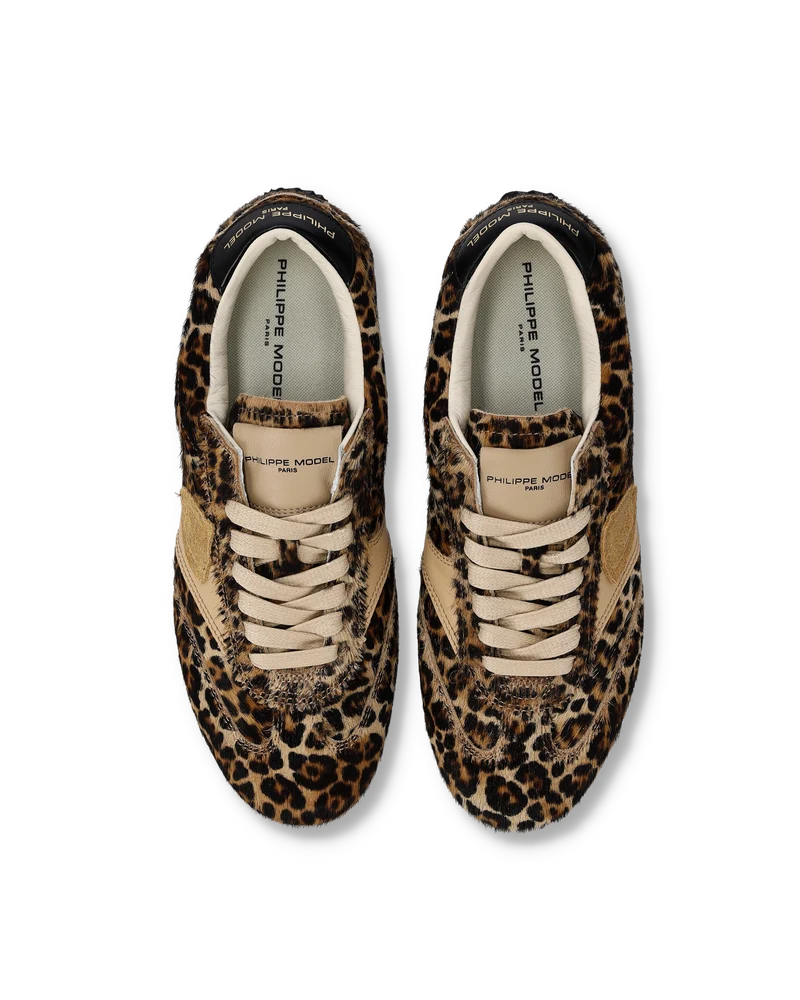 Sneakers Planche Women, Black Beige Animal-Print