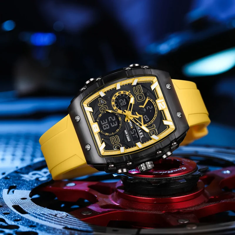 Herren Armbanduhr mit Analog-Digital-Anzeige und LED-Beleuchtung