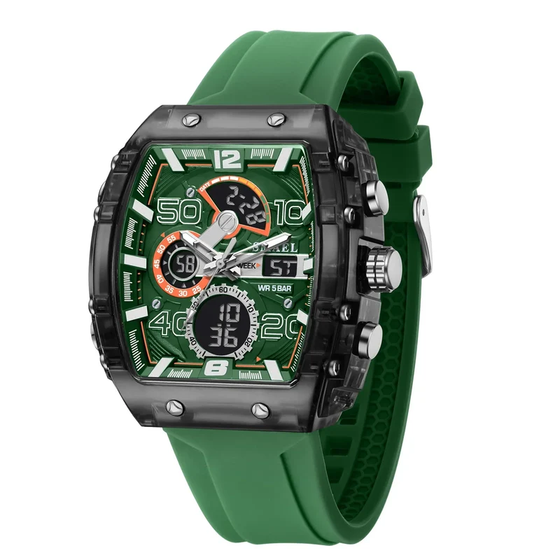 Herren Armbanduhr mit Analog-Digital-Anzeige und LED-Beleuchtung