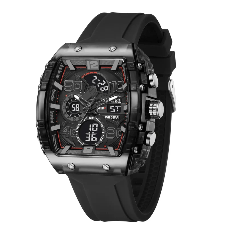 Herren Armbanduhr mit Analog-Digital-Anzeige und LED-Beleuchtung