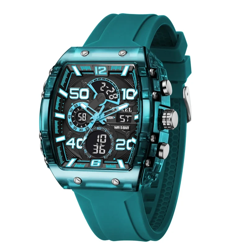 Herren Armbanduhr mit Analog-Digital-Anzeige und LED-Beleuchtung