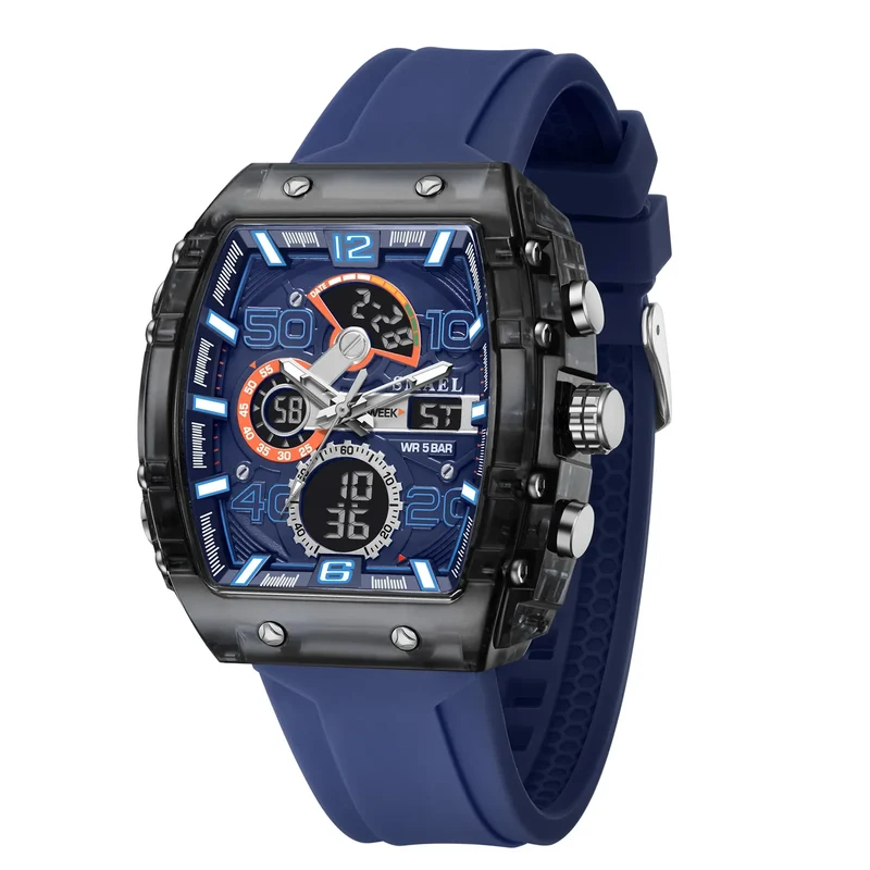 Herren Armbanduhr mit Analog-Digital-Anzeige und LED-Beleuchtung