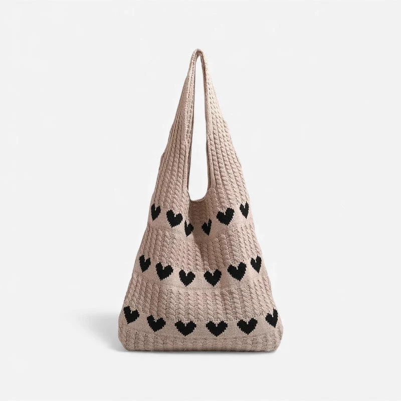 Herina Tote Tasche – Stofftasche mit gesticktem Herzmotiv und Tragegriffen