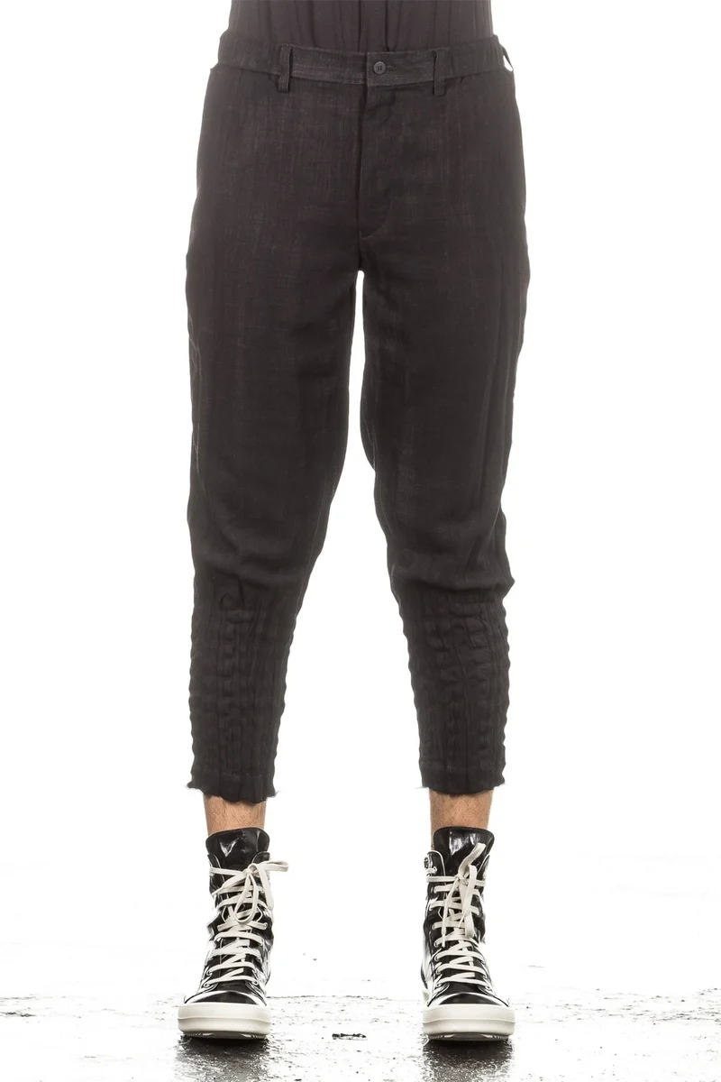 ISSEY MIYAKE Herren 7/8 Hose Crashed Look schwarz