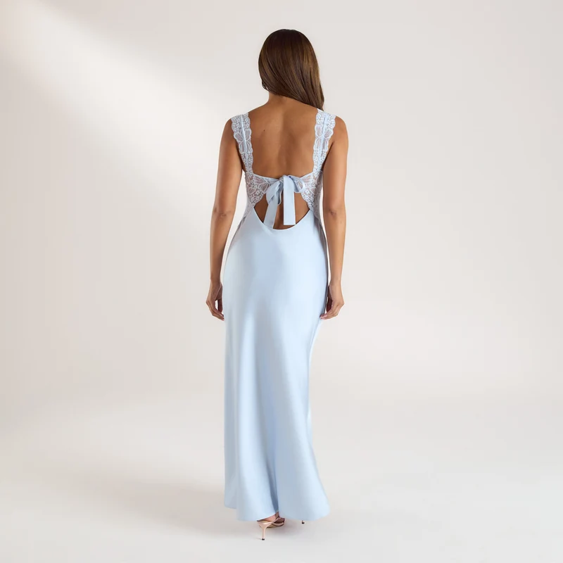 Isla Maxikleid mit Seitenschlitz - Blau