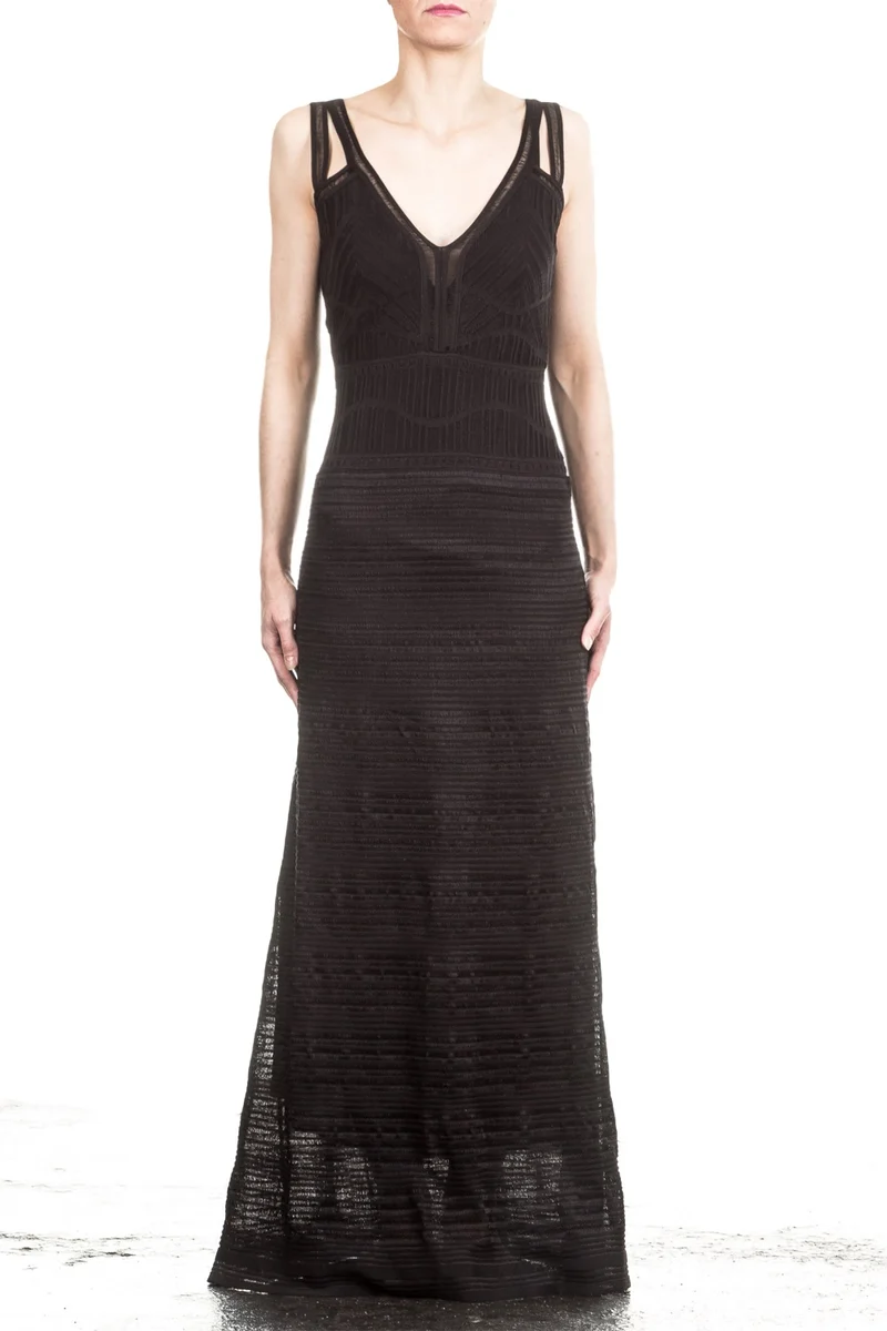 M Missoni Damen Maxi Strick Kleid schwarz