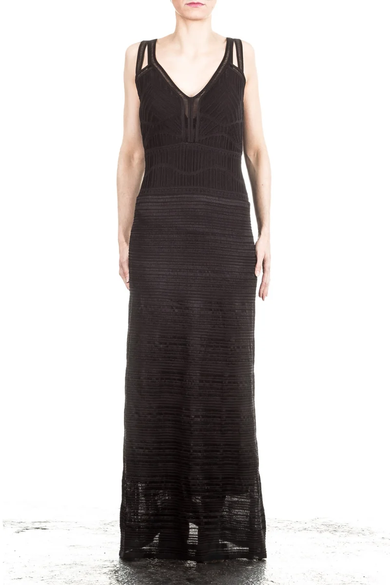 M Missoni Damen Maxi Strick Kleid schwarz