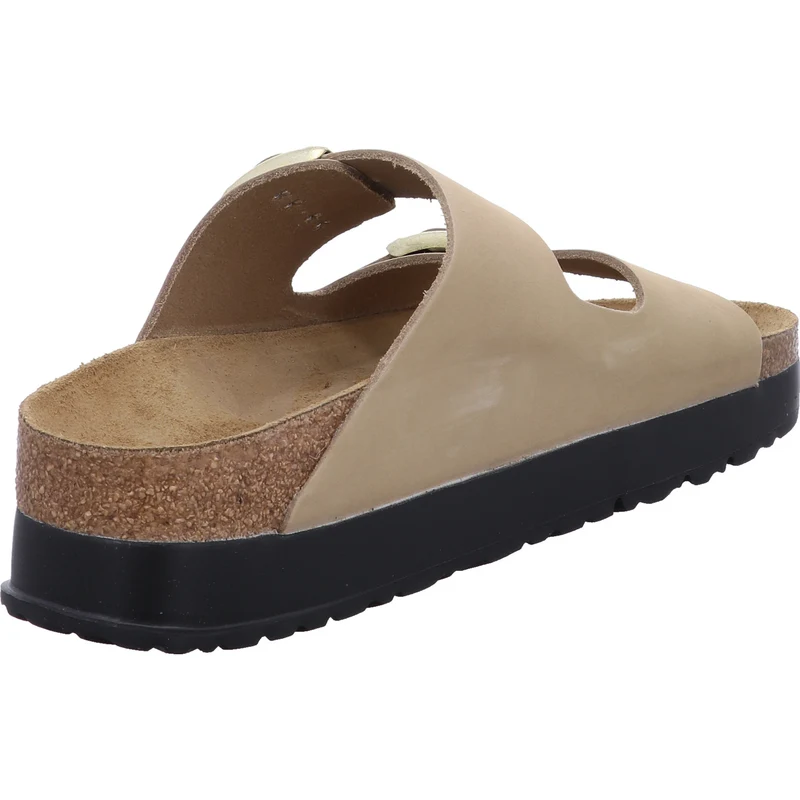 Birkenstock Pantolette Arizona Flex Platform LENB San beige