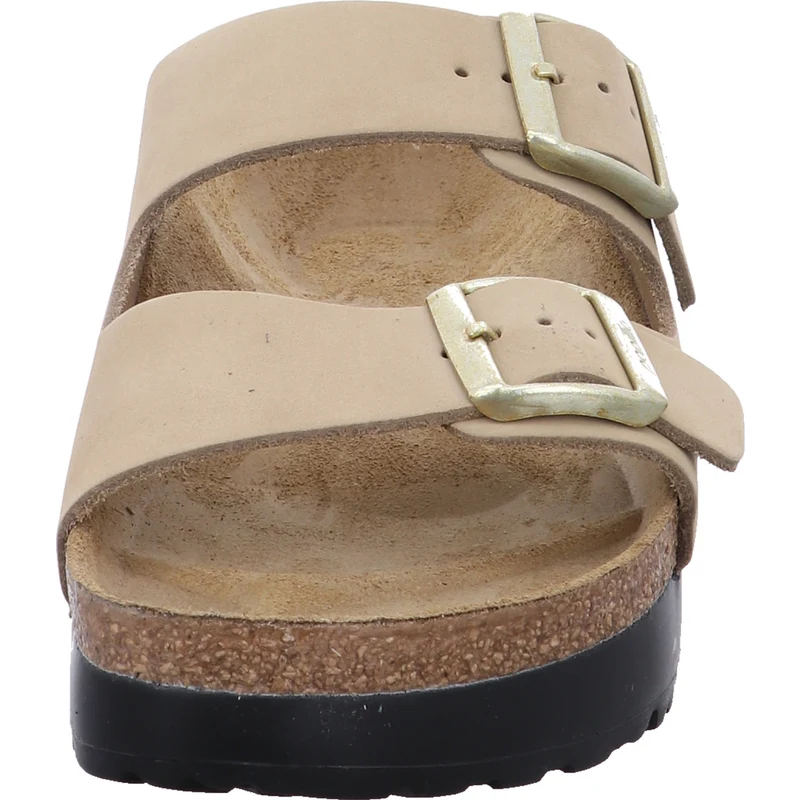Birkenstock Pantolette Arizona Flex Platform LENB San beige