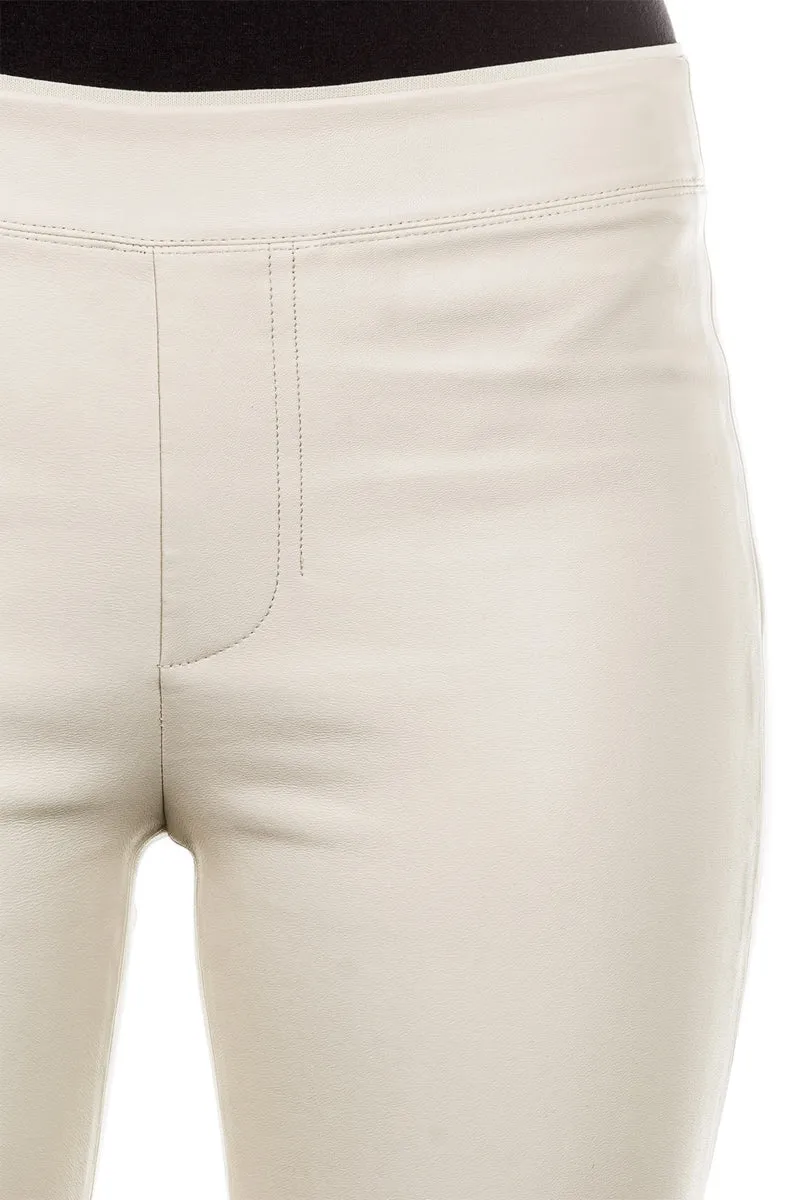 Helmut Lang Damen Leder Leggings creme