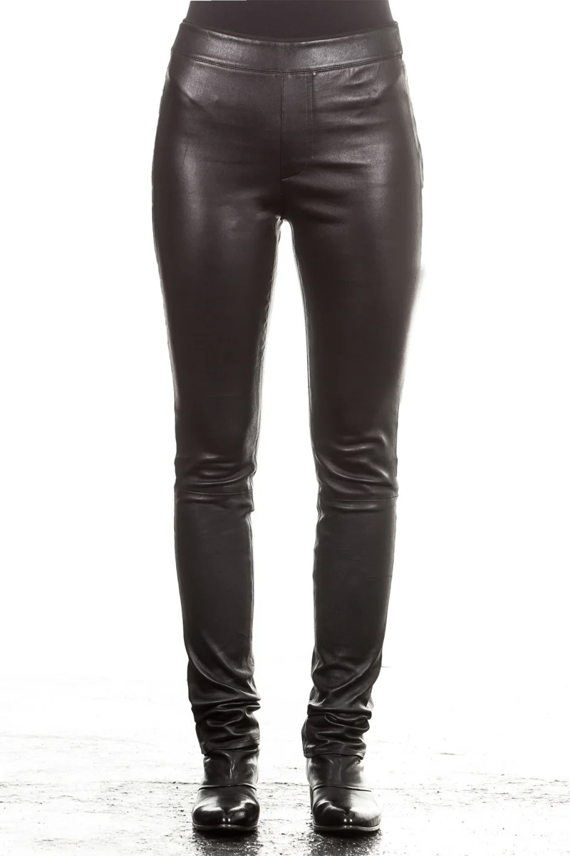 Helmut Lang Damen Leder Leggings schwarz